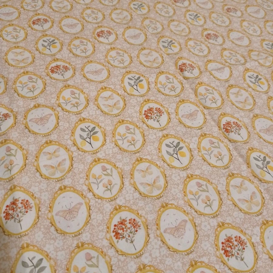 Frame Flowers Pattern Fabric