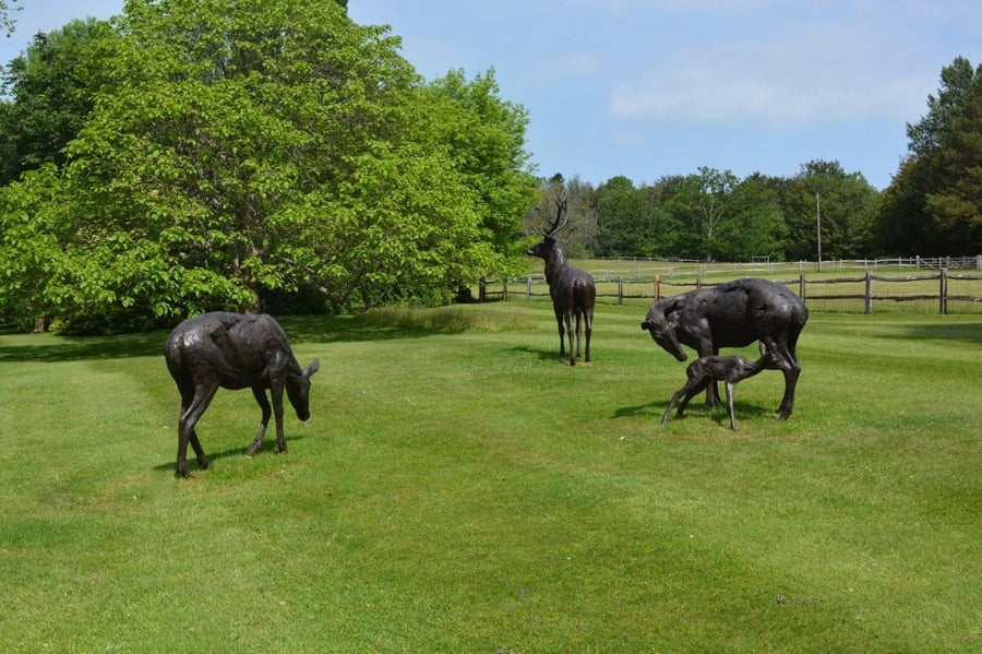 Herd of Red Deer Statue Large Bronze Resin Garden Sculptures