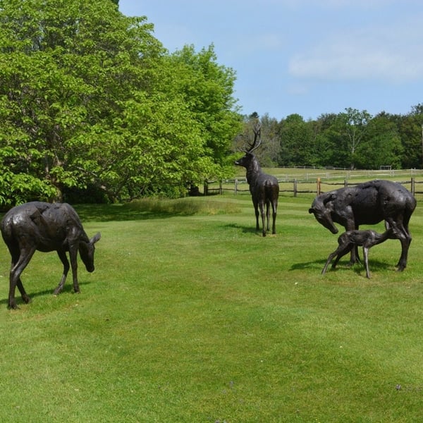 Herd of Red Deer Statue Large Bronze Resin Garden Sculptures