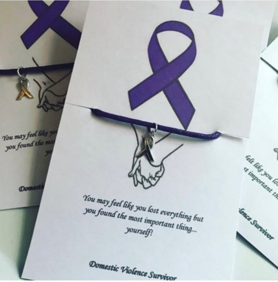 Cotton corded domestic violence awareness bracelets x6 bundle