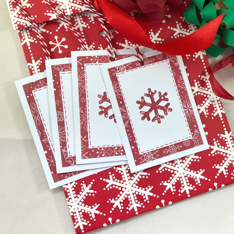 Pack of 4 Christmas gift tags - Snowflakes