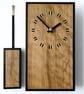 Rectangular Pendulum Wall Clock in Olive Wood and Old Ebony with Inlaid Squares - Image 4