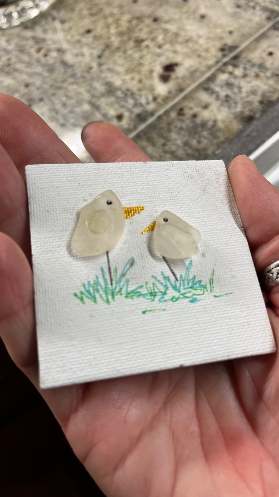 Seaglass seagulls fridge magnet