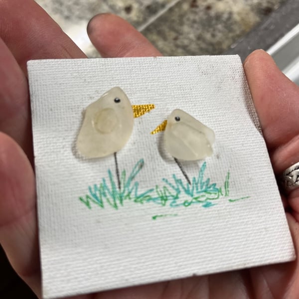 Seaglass seagulls fridge magnet
