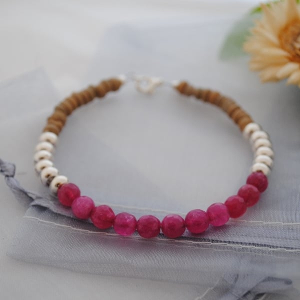 Kyanite fuchsia colourblock bracelet