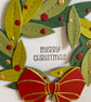 Handmade Traditional Christmas Wreath Card – Red & Gold Bow  - Image 3