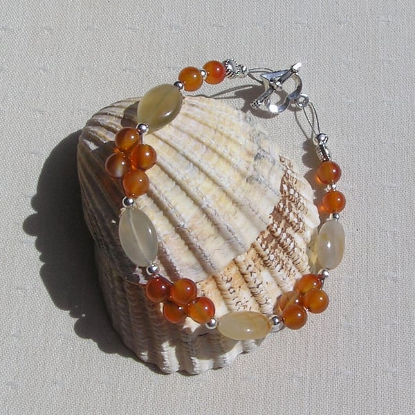 Orange Carnelian Crystal Gemstone Chakra Beaded Bracelet "Sorcha"