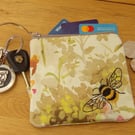 Lovely Bee embroidered zipped and lined purse 