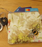 Lovely Bee embroidered zipped and lined purse 