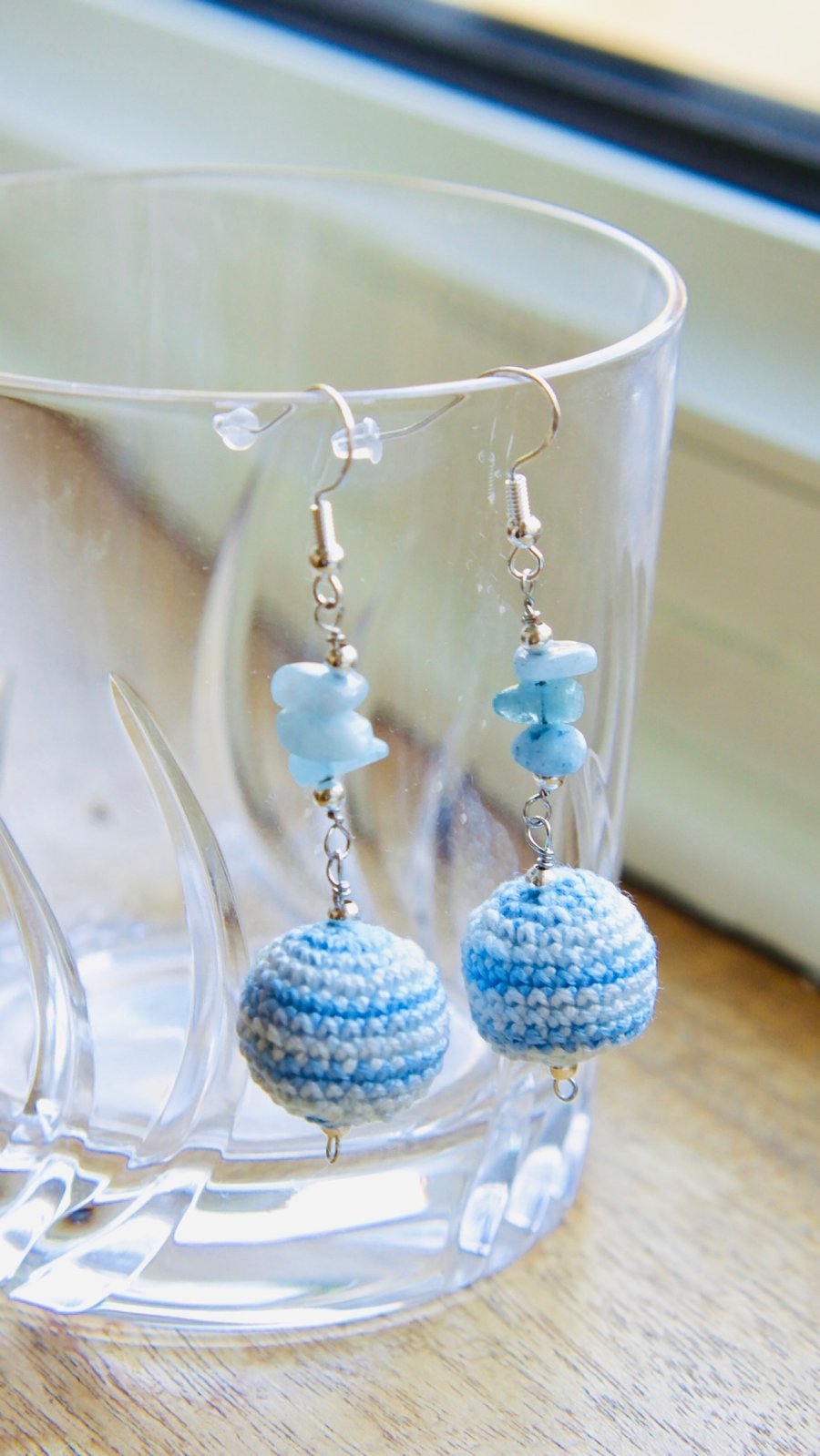 Aquarmine crochet earrings