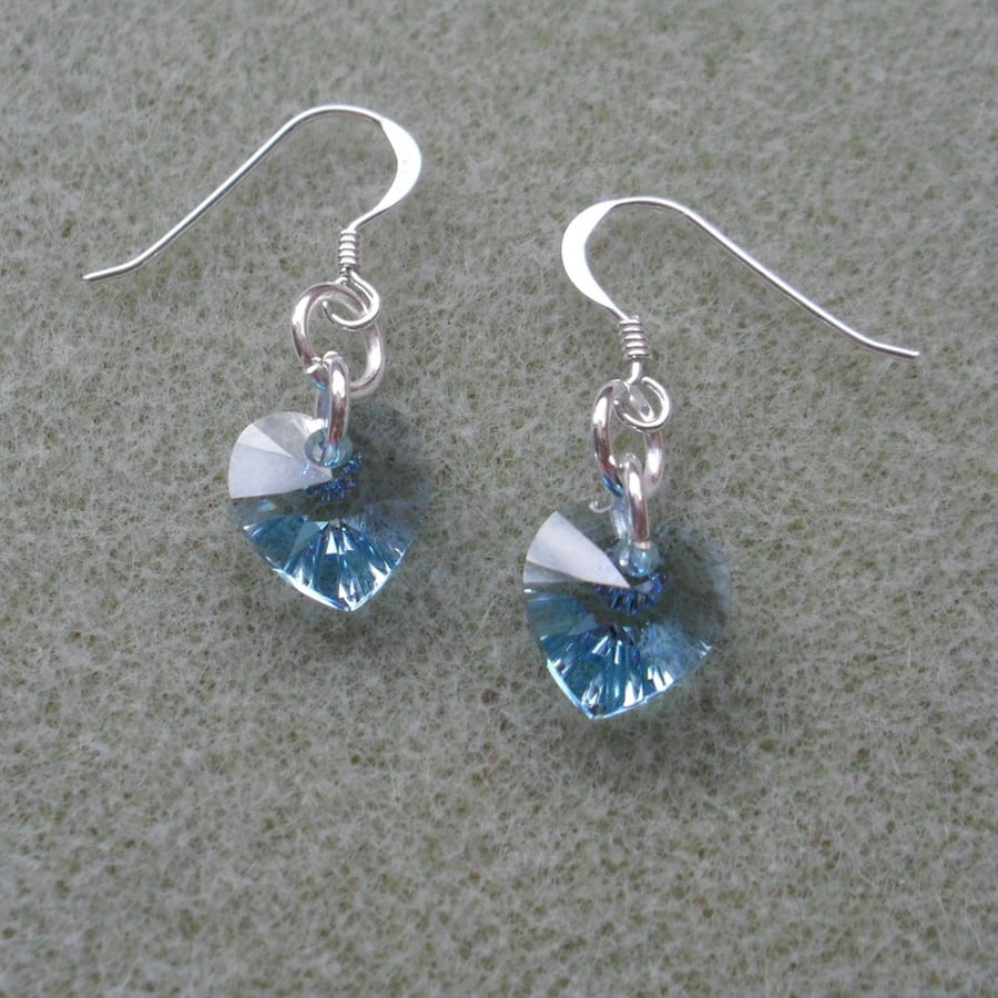 Blue Crystal Heart Earrings With Crystal Hearts From Swarovski
