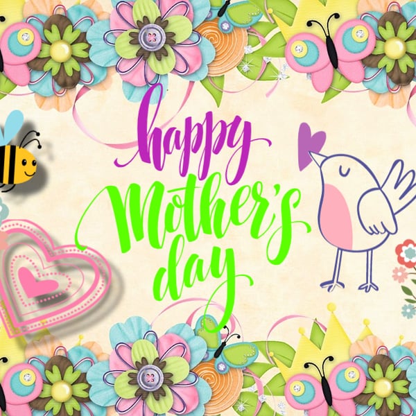 Happy Mother's Day Bee & Bird Card A5
