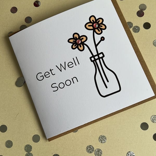 Get Well Soon Abstract Floral Watercolor Greeting Card PRINT