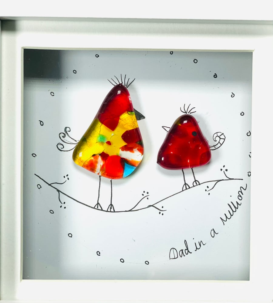 Glass pebble picture “dad in a million”