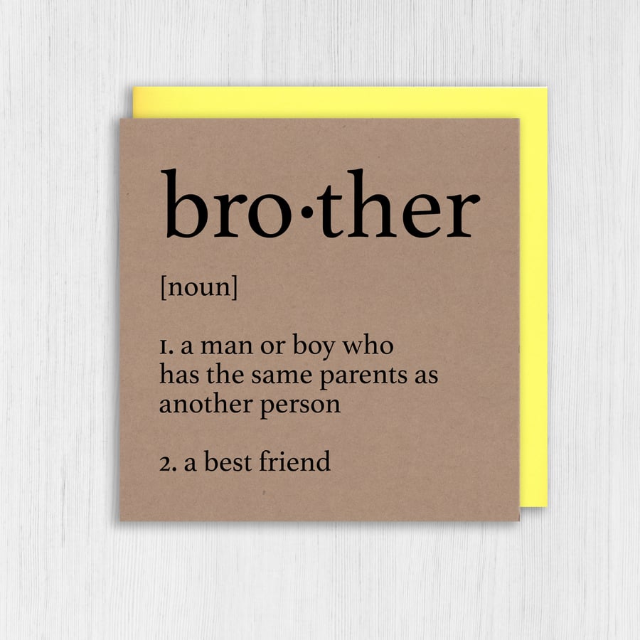 Kraft birthday card: Dictionary definition of brother