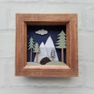 Cabin in the Mountains Picture, Miniature Diorama, Wilderness Shadow Box