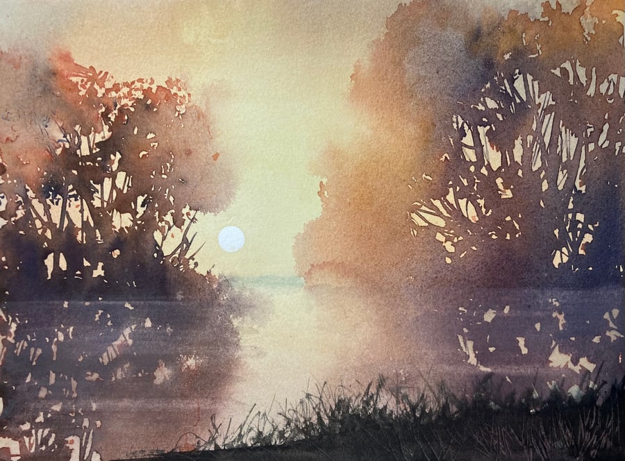 Autumn magic (Original watercolour FULLY MOUNTED 12” x 10”) 