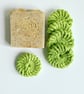 Crochet face scrubbies, pack of five, lime green organic cotton pads