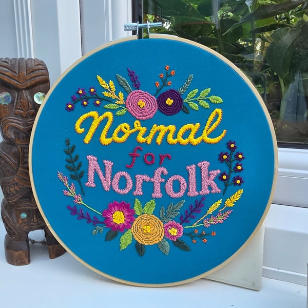 'Normal for Norfolk' hand embroidered art