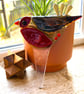 Little Red Robin plant stake, fused glass.  - Image 2