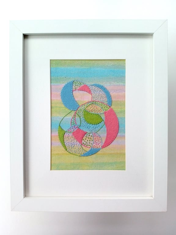 Abstract Shapes Embroidered Felt Textile Art