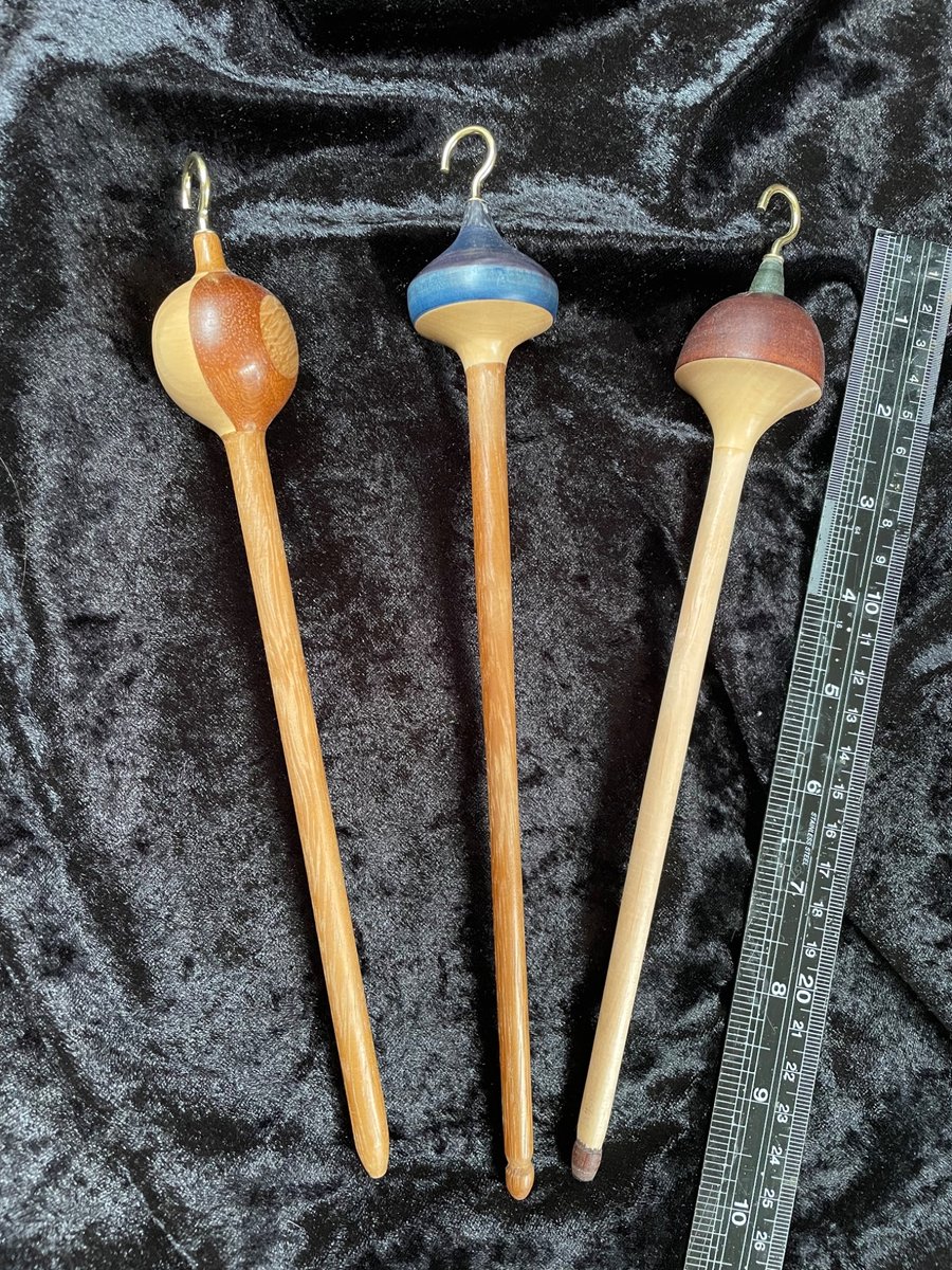 set of three silk weight drop spindles