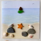 Cornwall sea glass seaside greetings card