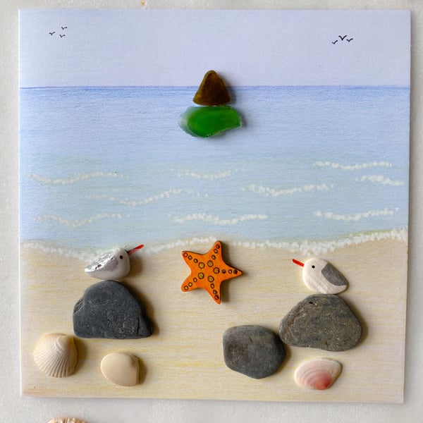 Cornwall sea glass seaside greetings card
