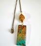 Handprinted butterfly pendant combined with jasper and agate stones. - Image 1