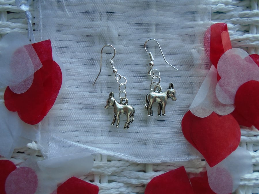 Silver Plated Donkey Earrings Gift Idea