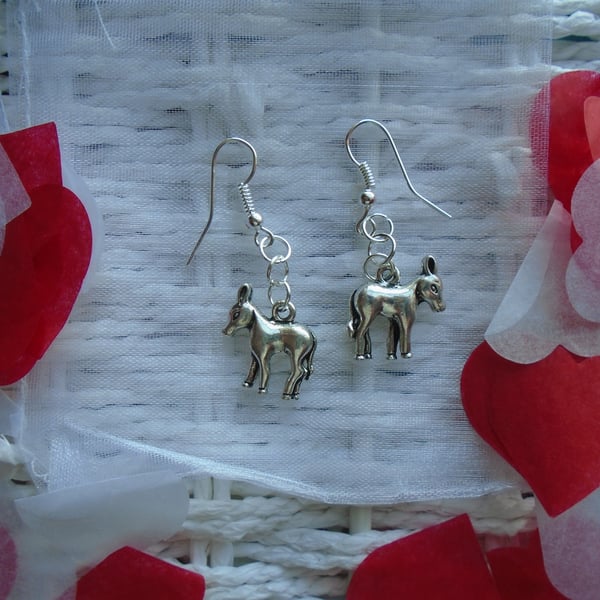 Silver Plated Donkey Earrings Gift Idea