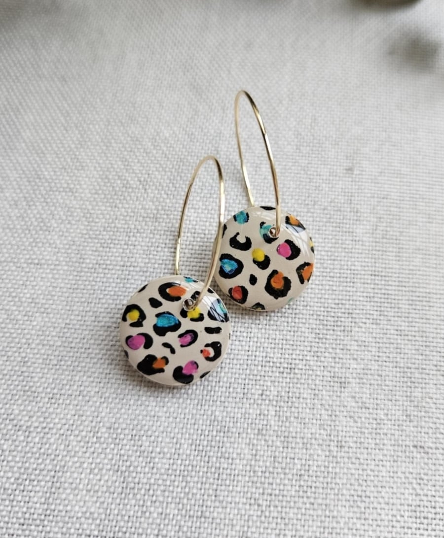 Neon animal print clay earrings 