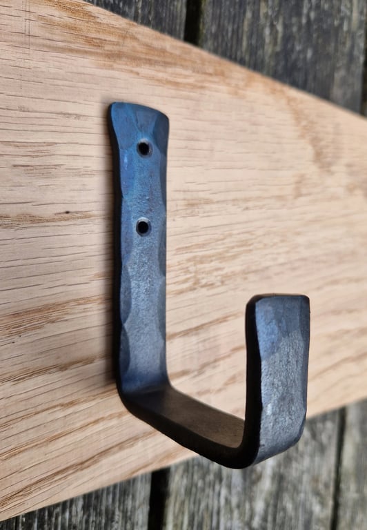 Large Flat Bottom Hook  Hand Forged Cloakroom Wrought Iron Rustic  Coat Hoo