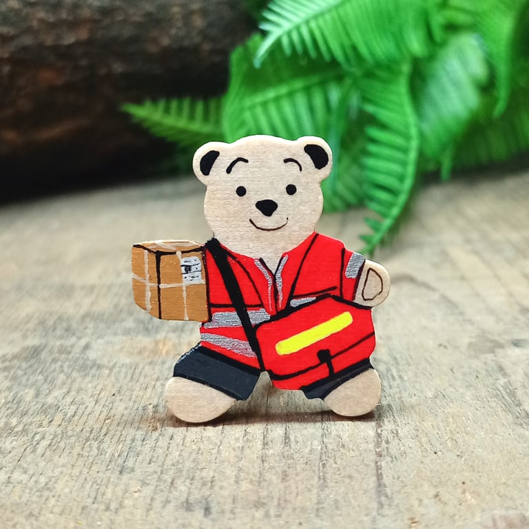 Postman Gift, Handmade Postie Thank You Gift, Postal Worker Teddy Bear Badge