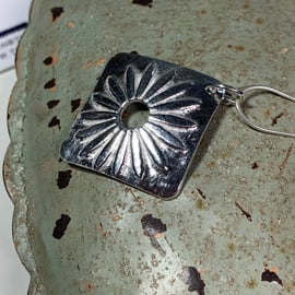 Handmade Fine Silver Flower design Pendant -  with sterling silver chain
