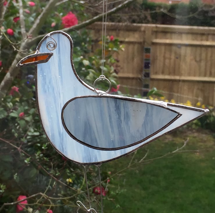 Stained Glass Seagull Suncatcher Handmade Han... Folksy