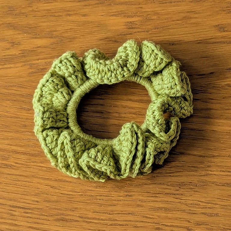 Crocheted hair bobble - green