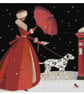 Christmas Lady & Dalmatian - cross stitch chart - Image 1