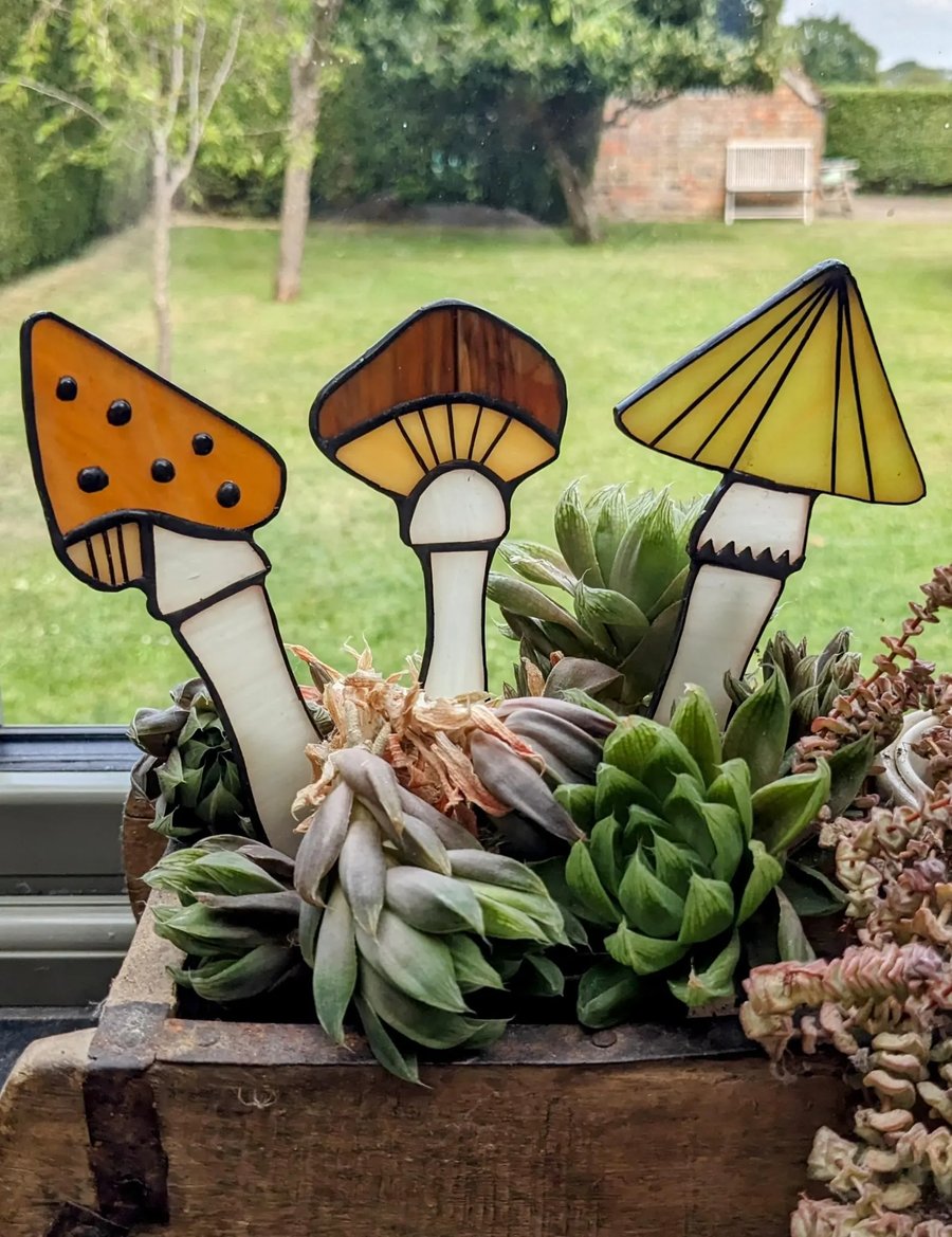 Perfectly Imperfect - Set of Three Mushroom Plant Stakes