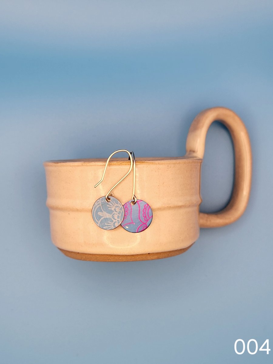 Handmade Aluminium and Silver Reversible Earrings - 004