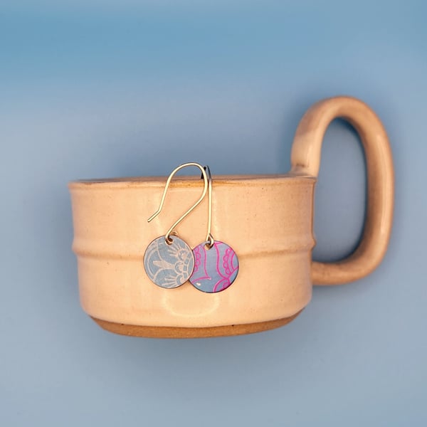 Handmade Aluminium and Silver Reversible Earrings - 004