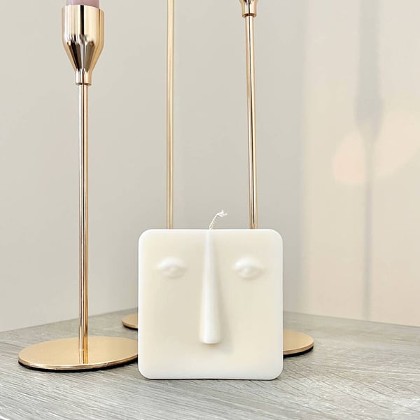 Square Face Candles - Geometric Candle - Square Moai Candle