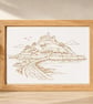 Laser engraved St Michael's Mount Cornwall