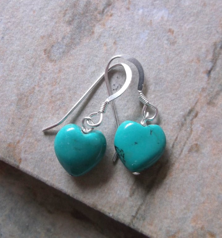 Turquoise Heart Drop Earrings