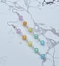 Long drop earrings with rainbow selenite stones