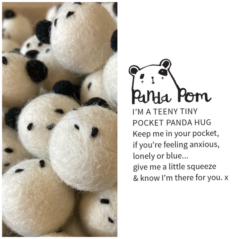 Mini Felted Panda Pom – Pocket Anxiety Relief Plush