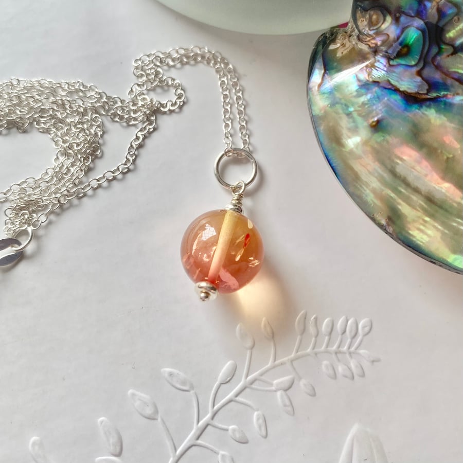 Rose Pink Baltic Amber pendant 