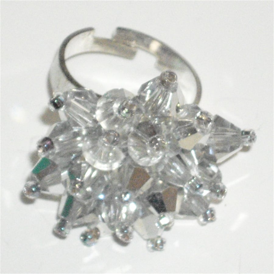 'Diamond' Crystal Bead Ring