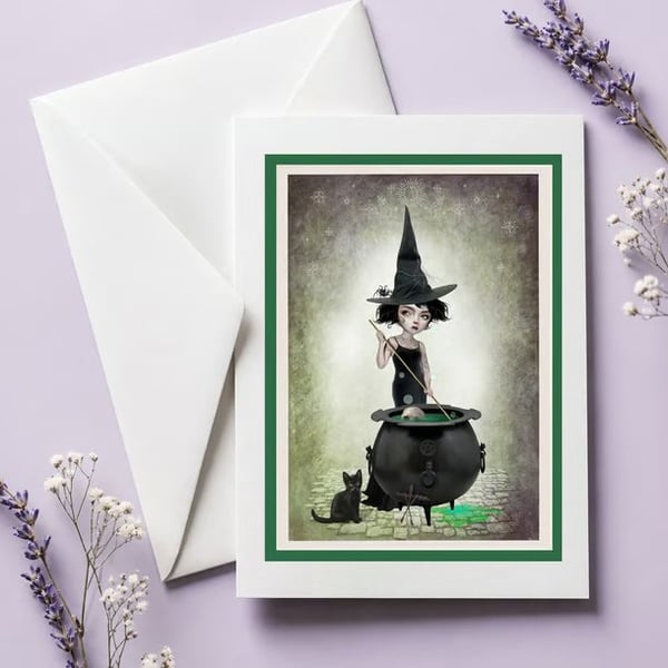 Witch Art Greeting Card - Suitable For Framing