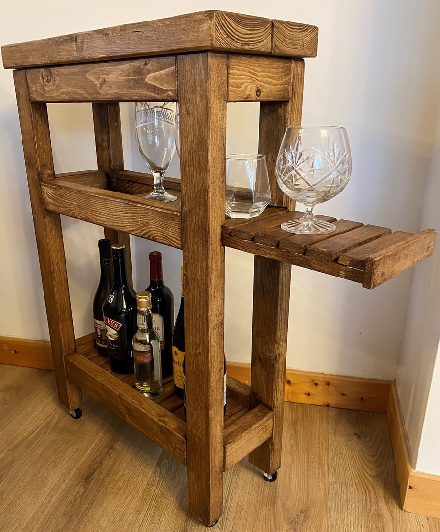 Handmade Drinks Trolley Bar Cart (Rustic)